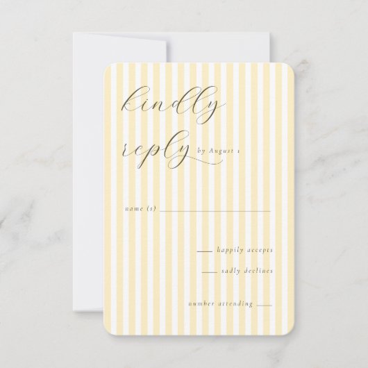 Elegant Cream Striped Invitations 出欠カード (正面)