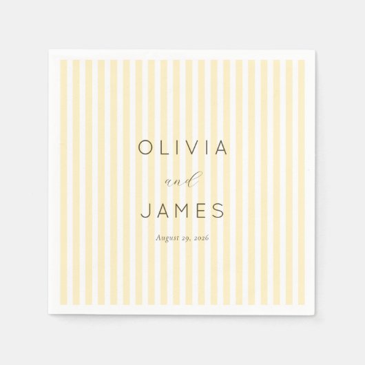 Elegant Cream Stripes スタンダードカクテルナプキン (正面)