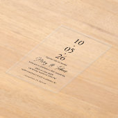 Elegant Creamy White Minimalist Wedding アクリル招待状 (レイダウン)