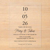 Elegant Creamy White Minimalist Wedding アクリル招待状 (正面)