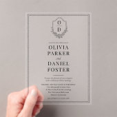 Elegant Crest Black & White Modern Wedding アクリル招待状 (インサイチュ (ポータブル))