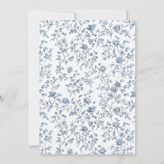 Elegant Crest Blue Chinoiserie Wedding 招待状 (裏面)