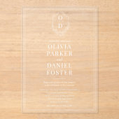 Elegant Crest Monogram Luxury Wedding アクリル招待状 (正面)