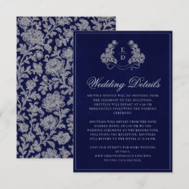 Elegant Crest Monogram Navy Heritage Wedding エンクロージャーカード