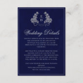 Elegant Crest Monogram Navy Heritage Wedding エンクロージャーカード (正面)