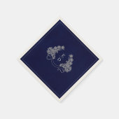 Elegant Crest Monogram Navy Heritage Wedding スタンダードカクテルナプキン (角)