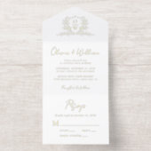 Elegant Crest Monogram Script Wedding オールインワン招待状 (内側)