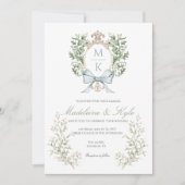 Elegant Crest Monogram Wedding Invitation 招待状 (正面)
