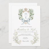 Elegant Crest Monogram Wedding Invitation 招待状 (正面/裏面)