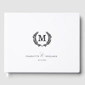 Elegant Crest Monogram Wedding White ゲストブック (正面)