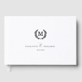 Elegant Crest Monogram Wedding White ゲストブック (正面)