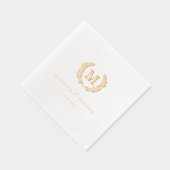 Elegant Crest Monogram White Wedding 箔ナプキン (右)