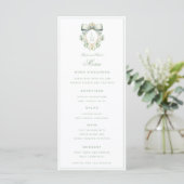 Elegant Crest w/ Sage Green Bow | Monogram Wedding メニュー (スタンド正面)