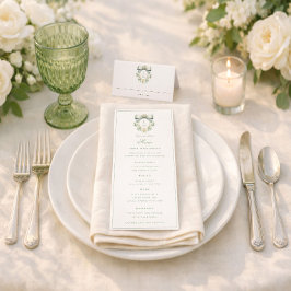 Elegant Crest w/ Sage Green Bow | Monogram Wedding メニュー