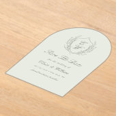 Elegant Crest Wreath Save the Date アクリル招待状 (レイダウン)