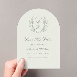 Elegant Crest Wreath Save the Date アクリル招待状