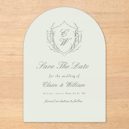 Elegant Crest Wreath Save the Date アクリル招待状