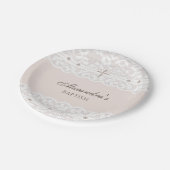 Elegant Cross Christening Christian Baptism ペーパープレート (アングル)