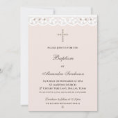 Elegant Cross Christening Christian Baptism 招待状 (正面)