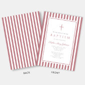 Elegant Cross Dusty Pink Girl Baptism  招待状