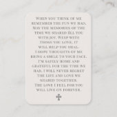 Elegant Cross Photo Memorial Prayer Card 名刺 (裏面)