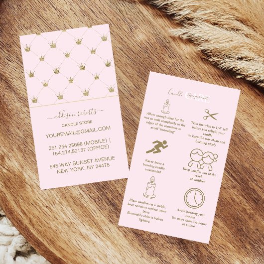 Elegant Crown Blush Luxury Candle Care 名刺