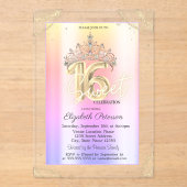 Elegant Crown Colorful Leopard Print Sweet 16   アクリル招待状 (正面)