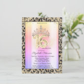Elegant Crown Colorful Leopard Print Sweet 16 招待状 (スタンド正面)