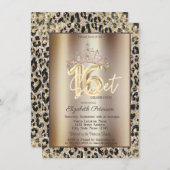 Elegant Crown Leopard Print Sweet 16   招待状 (正面/裏面)