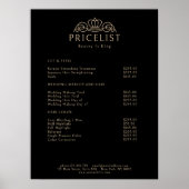Elegant Crown Logo Black Beige Salon Price List ポスター (正面)