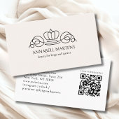Elegant Crown Salon Beige QR Code 名刺