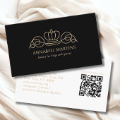 Elegant Crown Salon Black Beige QR Code 名刺