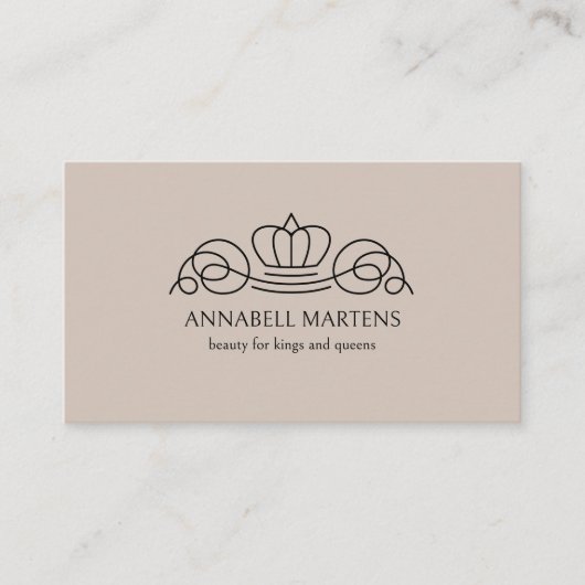 Elegant Crown Salon Light Brown QR Code 名刺 (正面)