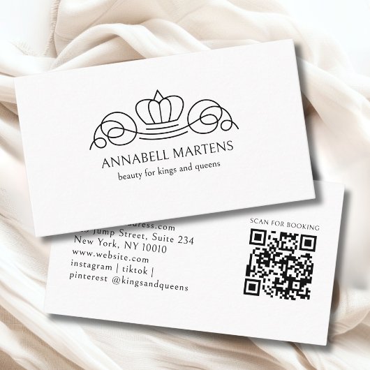 Elegant Crown Salon White QR Code 名刺