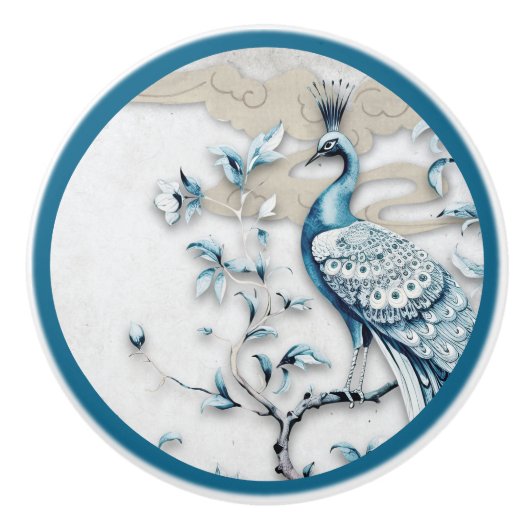Elegant Crowned Peacock Ceramic Knob セラミックノブ (正面)