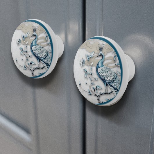 Elegant Crowned Peacock Ceramic Knob セラミックノブ