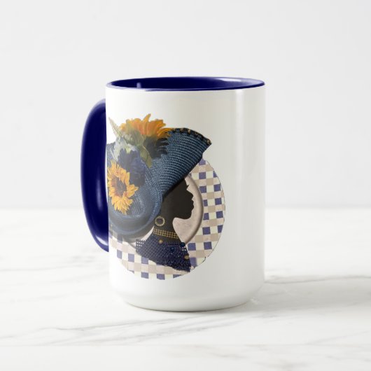 ELEGANT CROWNS - BLUE SUNFLOWER マグカップ (正面左)