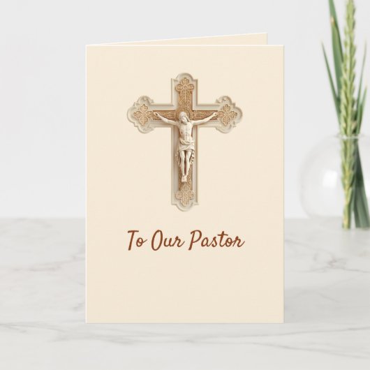 Elegant Crucifix Pastor Appreciation Card カード (正面)