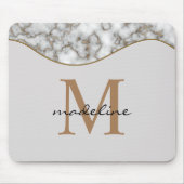 Elegant Crusted Gold Marble Black Gray Monogram マウスパッド (正面)
