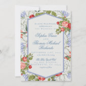 Elegant Cursive Script Floral Wedding Invitation 招待状 (正面)
