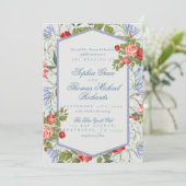Elegant Cursive Script Floral Wedding Invitation 招待状 (スタンド正面)