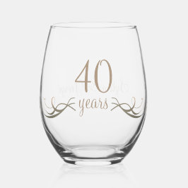 Elegant Custom 40th Anniversary Keepsake Gift ステムなしワイングラス