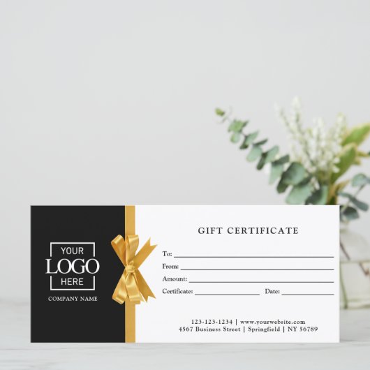 Elegant Custom Black Business Gift Certificate (スタンド正面)