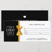 Elegant Custom Black Business Gift Certificate (正面/裏面)