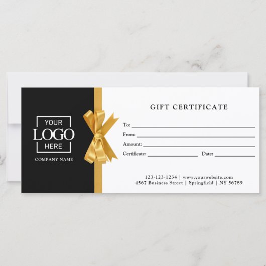 Elegant Custom Black Business Gift Certificate (正面)