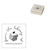 Elegant Custom Books Heart From The Library Book ラバースタンプ (押印)