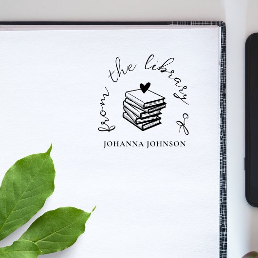 Elegant Custom Books Heart From The Library Book ラバースタンプ
