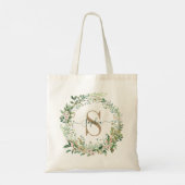 Elegant Custom Botanical Monogram with Name トートバッグ (裏面)