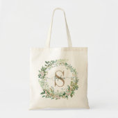 Elegant Custom Botanical Monogram with Name トートバッグ (正面)