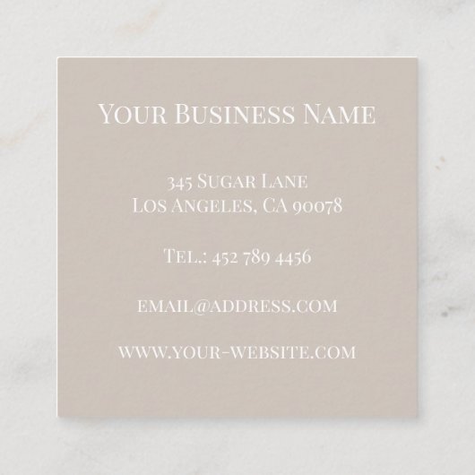 Elegant custom brown gold stripes Business Card スクエア名刺 (裏面)